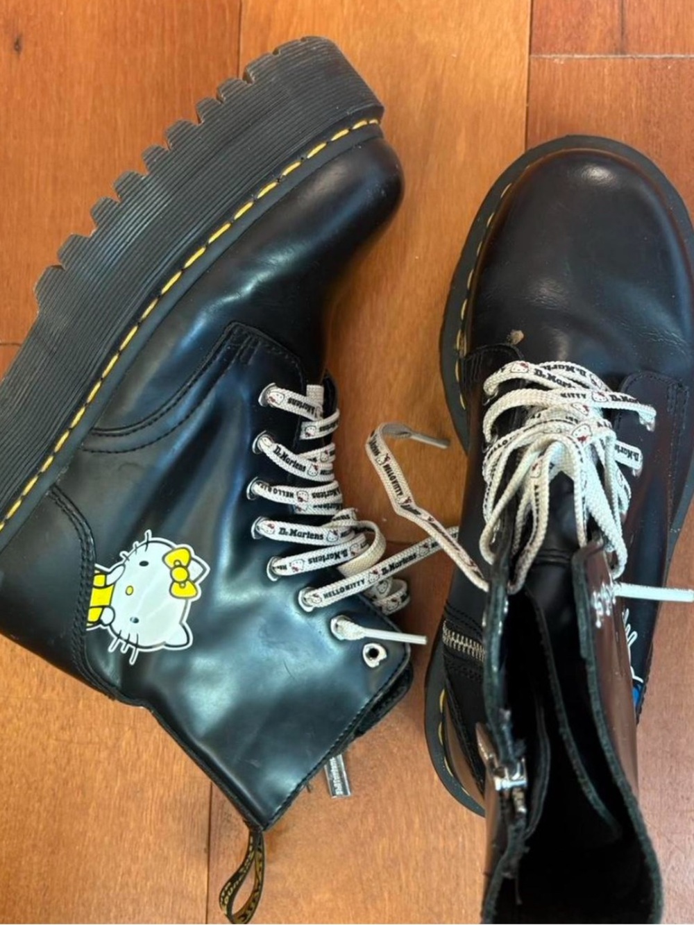 Dr. Martens Black Platform Hello Kitty Lug Boots